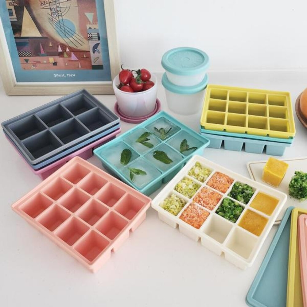 韓國 阿加夫拉 AGAFURA 副食品分裝盒 副食品盒 冷凍盒 矽膠盒 分裝盒 12格 6格 食物分裝盒-圖片-2