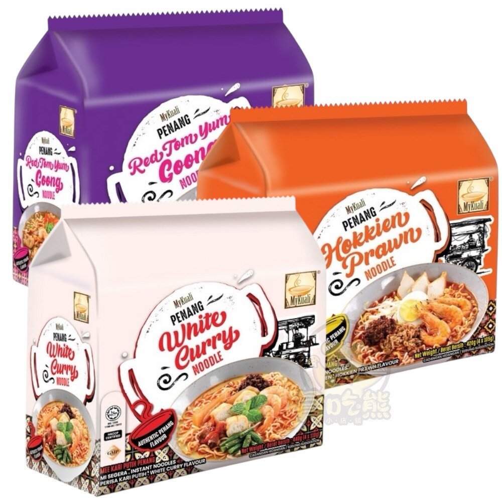 29530691640-馬來西亞 Mykuali 檳城 泡麵 袋裝泡麵 白咖哩風味 福建蝦風味 泰式酸辣風味