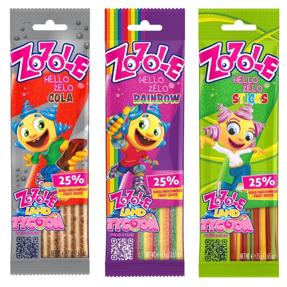 29760227429-波蘭 Zozole 條糖 果汁夾心條糖 可樂口味 酸扁帶軟糖 果汁糖 扁帶軟糖 軟糖 25%果汁