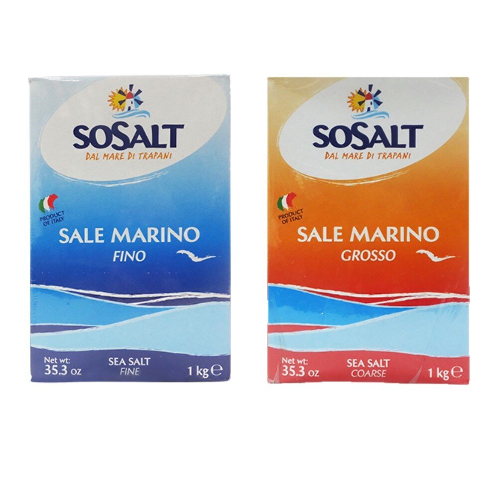 義大利 SOSALT 海鹽 粗海鹽 細海鹽 鹽巴 鹽 盒裝 料理鹽 粗粒 塩巴 海塩 精採天然粗海鹽-圖片-1