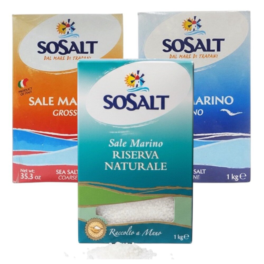 29912284839-義大利 SOSALT 海鹽 粗海鹽 細海鹽 鹽巴 鹽 盒裝 料理鹽 粗粒 塩巴 海塩 精採天然粗海鹽