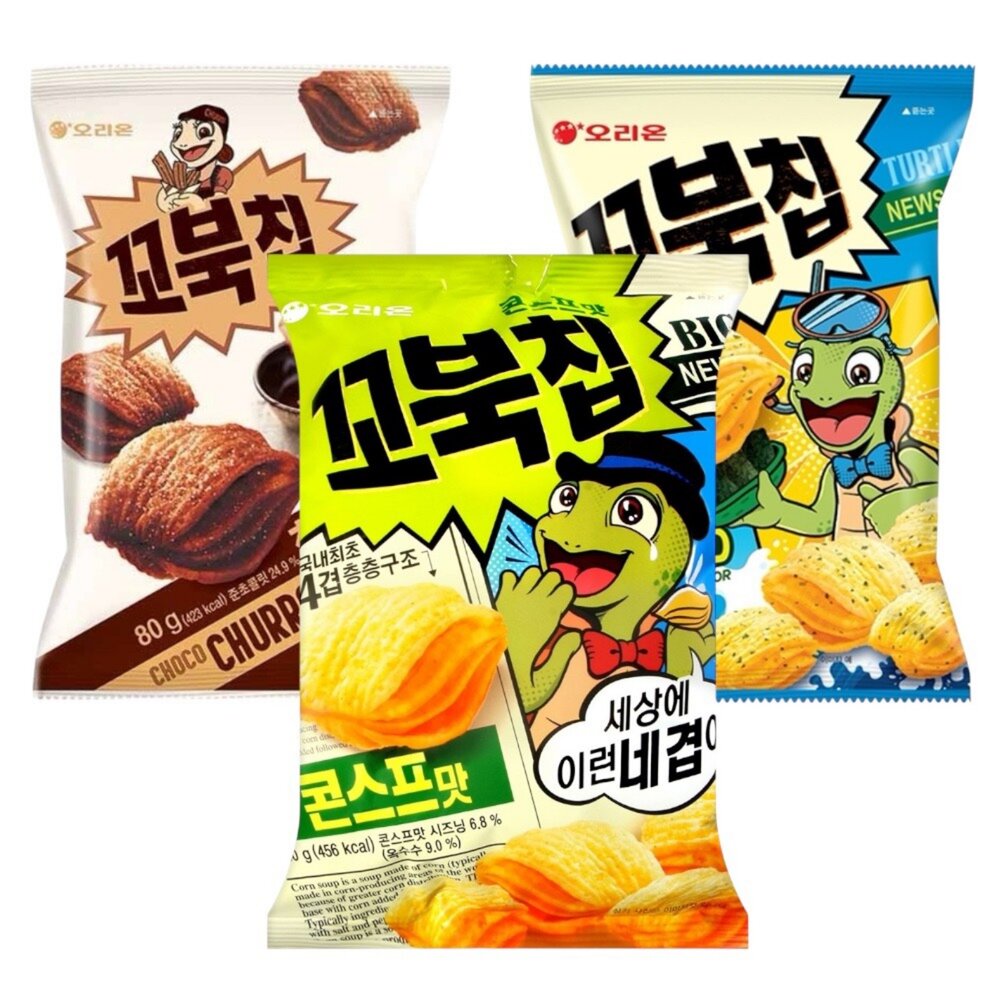 311156875-韓國 ORION 好麗友 烏龜多層脆餅 烏龜餅乾 玉米濃湯 麻辣 麻糬黃豆粉 多層脆果 四重脆菓