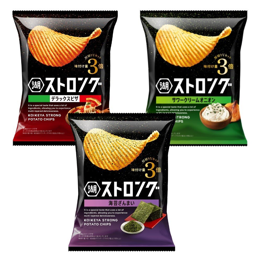 41907077034-日本 湖池屋 KOIKEYA 波浪洋芋片 洋芋片 厚切洋芋片 酸奶洋蔥味 披薩風味 海苔風味