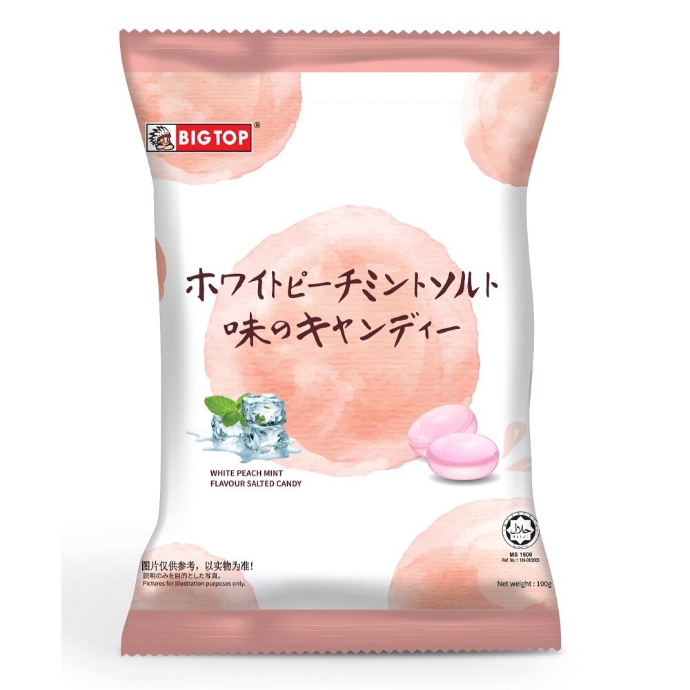 42051902841-馬來西亞 BIG TOP 水蜜桃薄荷鹽糖 水蜜桃 鹽糖 薄荷 薄荷糖