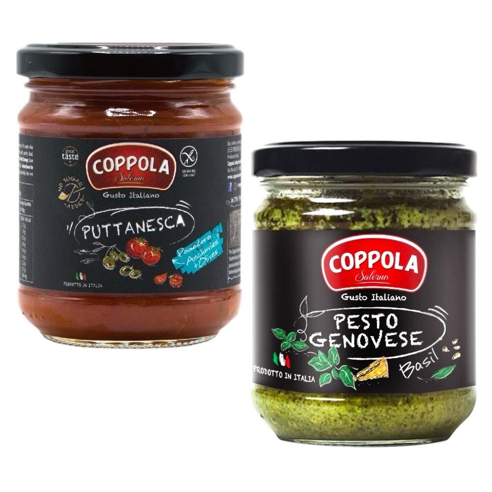 43306310607-義大利 Coppola 柯波拉 義大利麵醬料 醬料 無加糖 鯷魚 橄欖 番茄麵醬 起司 松子 青醬 番茄醬
