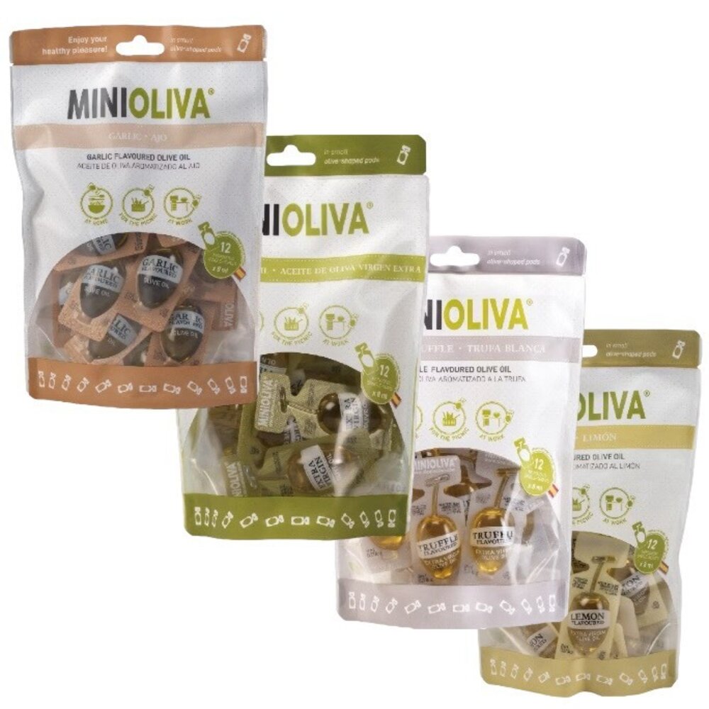 43552746726-西班牙 Minioliva 橄欖油隨身包 橄欖油 便利包 大蒜風味 檸檬風味 白松露風味 特級 初榨 隨身包