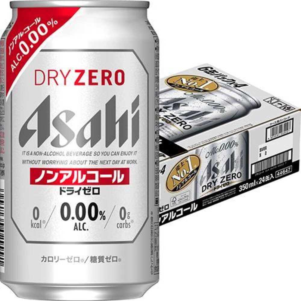43854891682-(箱購) 日本 朝日 ASAHI dry zero 銀罐 無酒精飲料 350ml*24罐