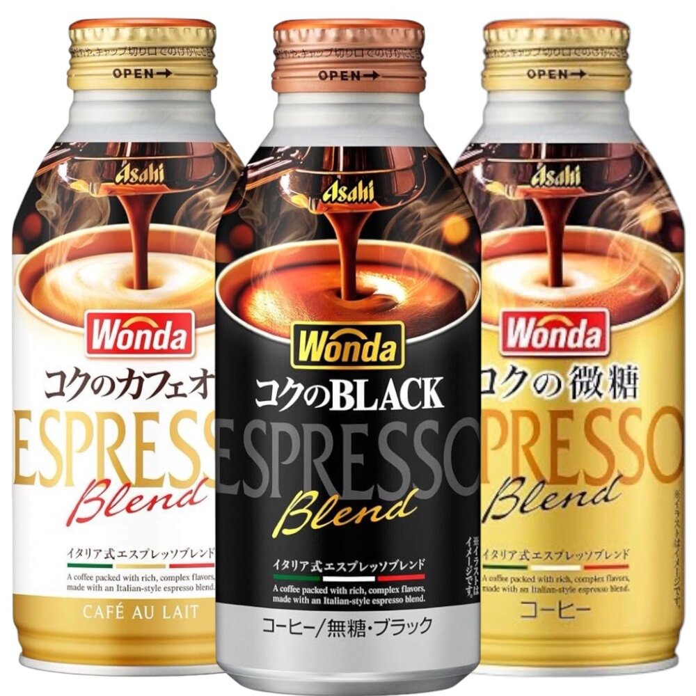 4514603445817-日本 Asahi 朝日 Wonda 咖啡 即飲咖啡 黑咖啡 咖啡歐蕾 濃郁極咖啡