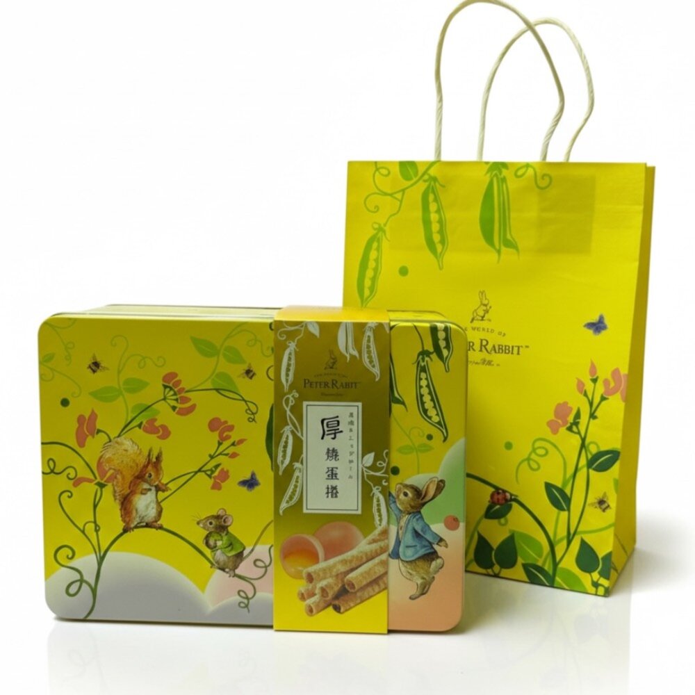 4713139018971-台灣 PETER RABBIT 比得兔 厚燒蛋捲禮盒 禮盒 蛋捲禮盒 附提袋 送禮 中秋節