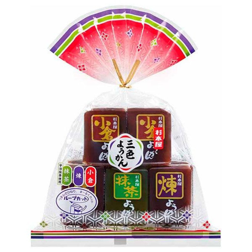 4901818415757-日本 杉本屋 迷你羊羹 三種栗子 風味羊羹 日本羊羹 羊羹 豆沙 栗子羊羹 三色羊羹