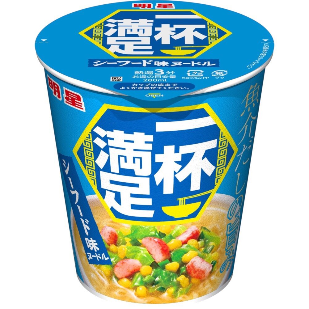 4902881411578-日本 明星食品 杯麵 泡麵 滿足一杯 明星泡麵 海鮮風味 滿足海鮮杯麵