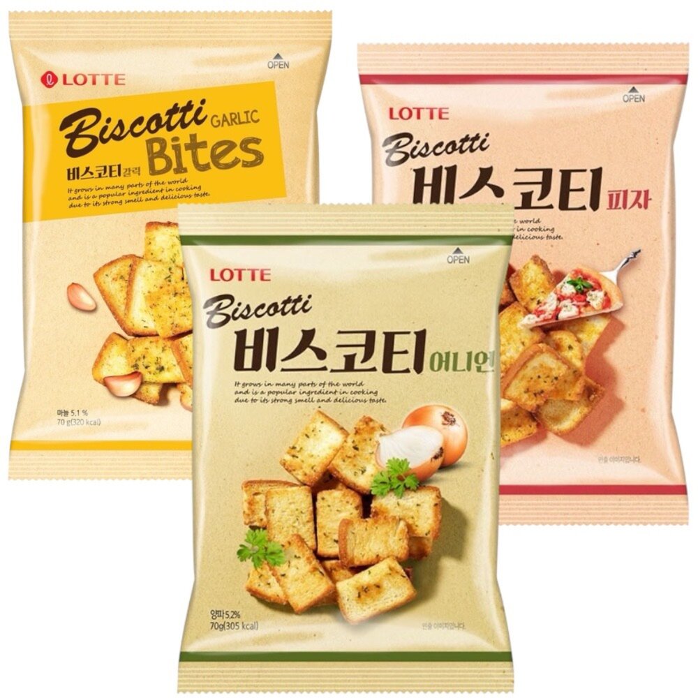 5146719111-韓國 樂天 Lotte 披薩麵包餅 洋蔥麵包餅 大蒜麵包餅 吐司 餅乾 土司餅乾 蒜味