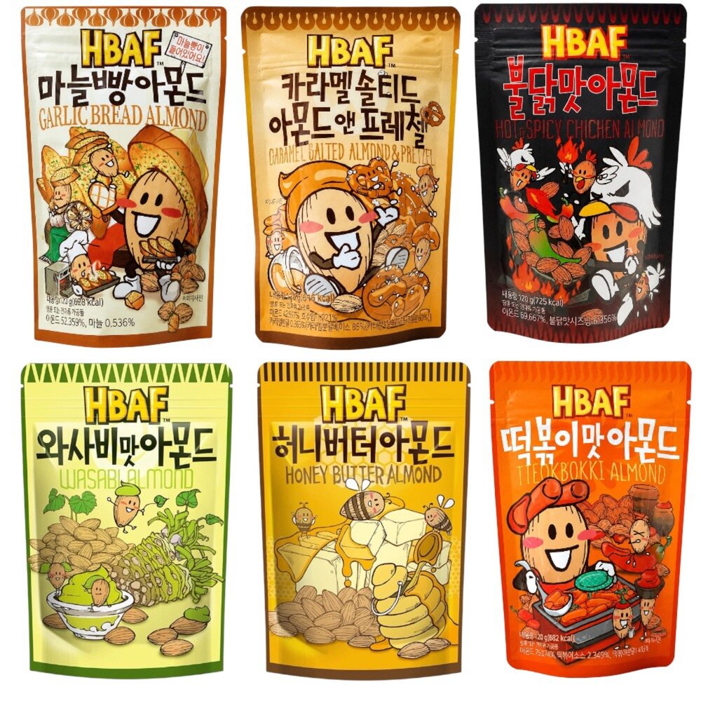 66336793-韓國 HBAF 杏仁果系列 芥末 120G 杏仁果 蜂蜜奶油 韓國杏仁豆 TOM'S 火辣雞風味 辣炒年糕味 焦糖杏仁果