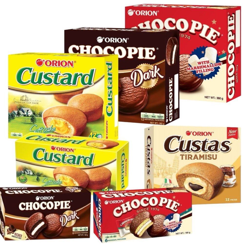 765689566-韓國 好麗友 ORION 巧克力風味派 蛋黃派 牛奶派 棉花糖 可可派 朱古力 夾陷