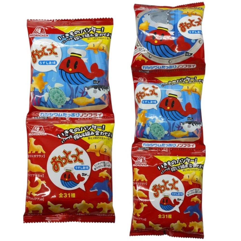 85040363-日本森永 超人氣 海洋 小魚餅乾 5連串 串包 薄鹽口味/野菜口味 小魚餅 海洋餅 森永串包