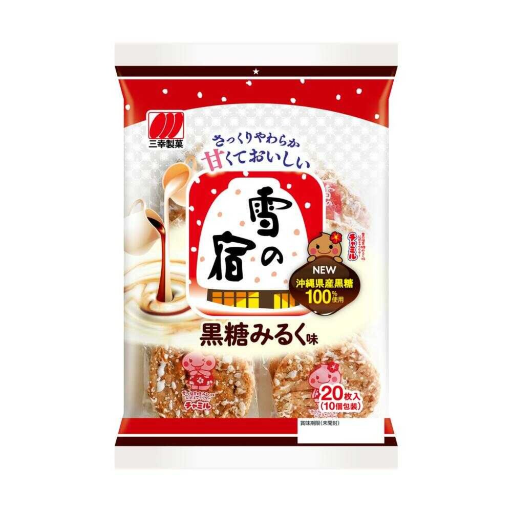 日本 三幸製菓 雪宿 黑糖雪宿 米果 米菓 雪宿 日本雪餅 濃厚黑糖雪宿 濃厚黑糖 原味-圖片-1