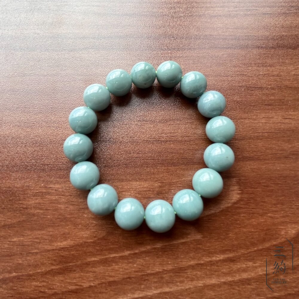 天然A貨翡翠 天空藍 老種 特殊色 手串 12mm 封面照片