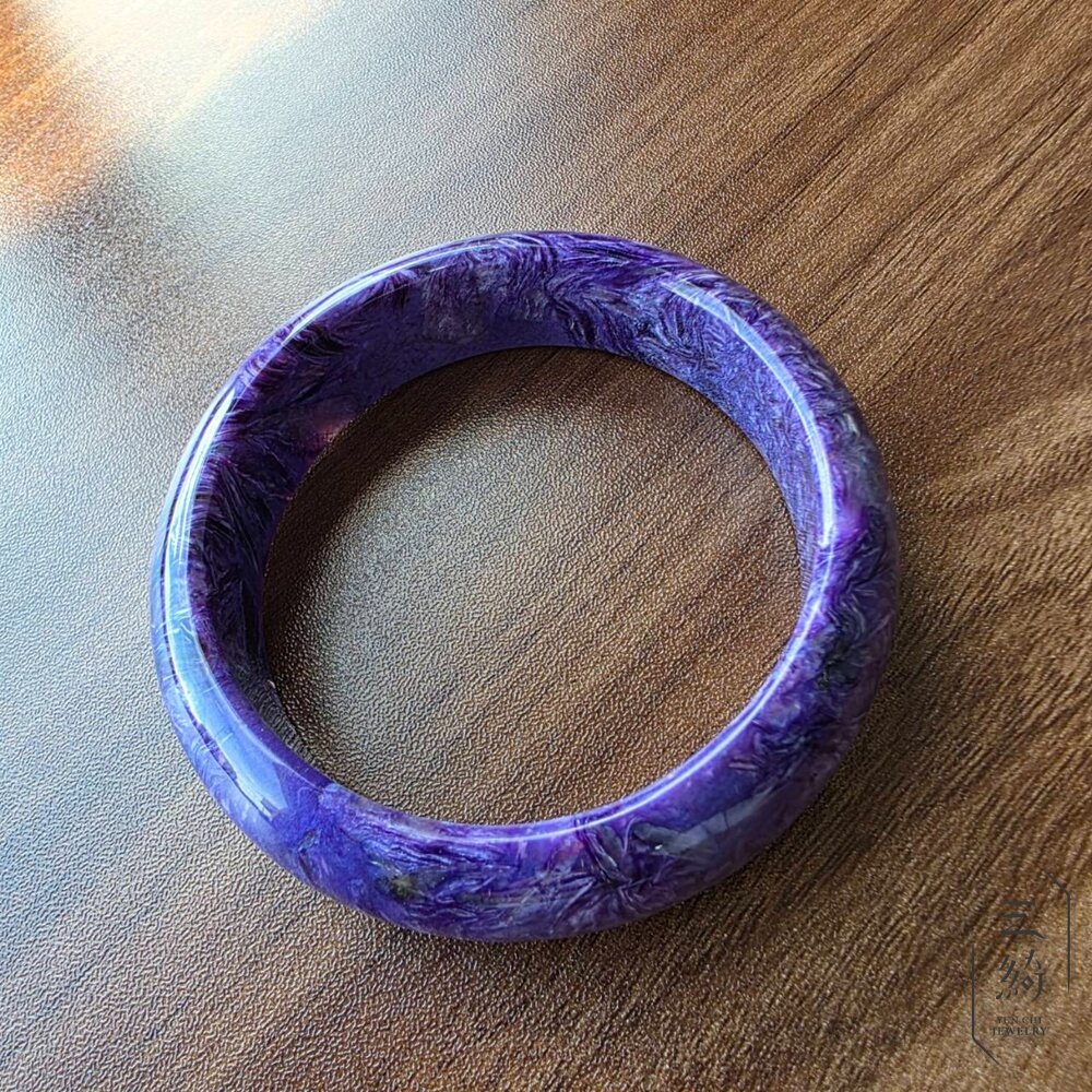 紫龍晶 頂級濃紫 絲絨感 查羅石 手鐲 60.6/ 19.3圍 紫龍晶手鐲-圖片-2