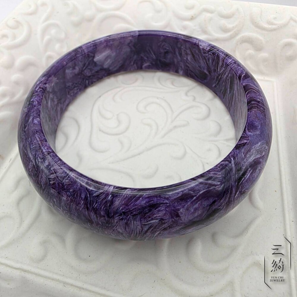 紫龍晶 頂級濃紫 絲絨感 查羅石 手鐲 60.6/ 19.3圍 紫龍晶手鐲-圖片-3