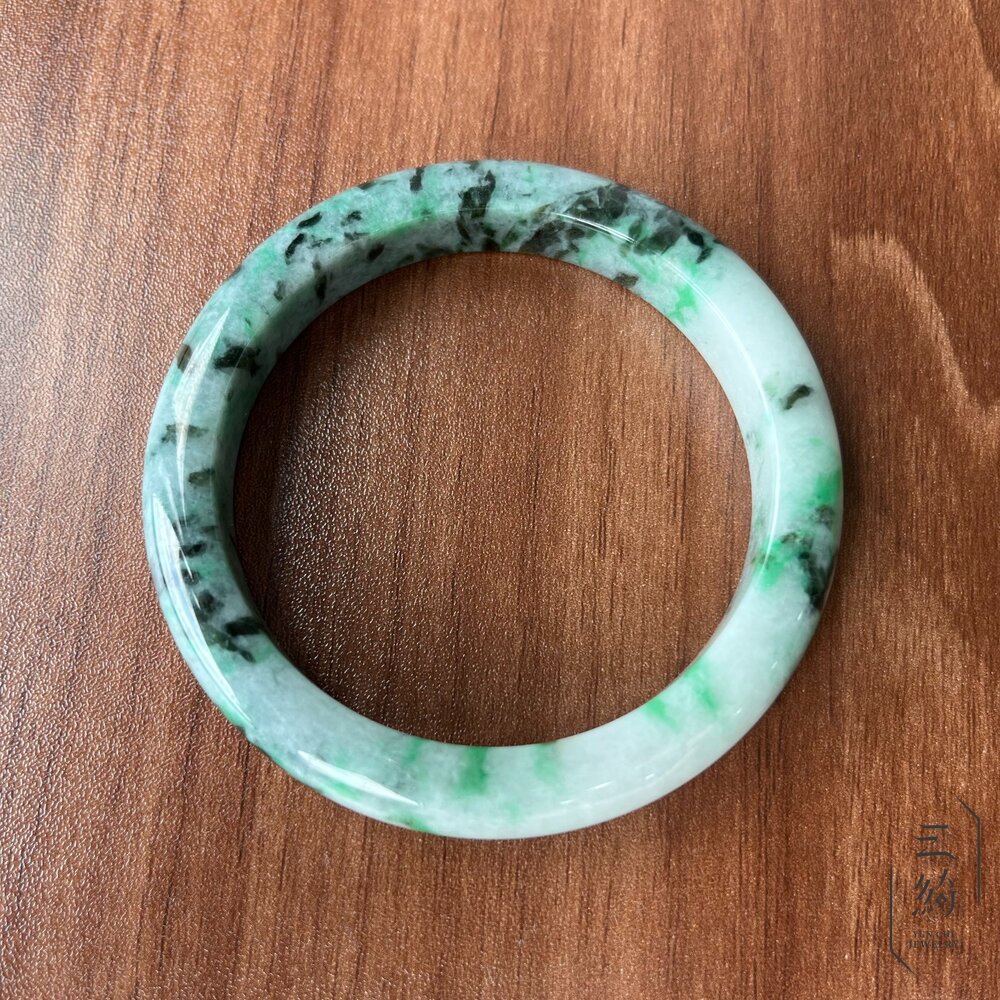 天然緬甸A貨翡翠。陽綠花青 特色手鐲 / 63.8 / 20.3圍 封面照片