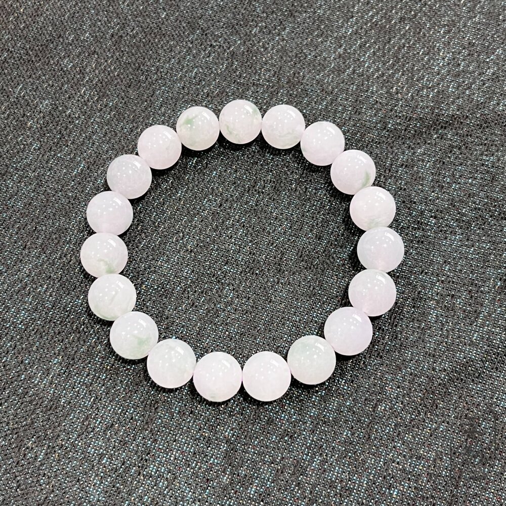 天然緬甸A貨翡翠。冰種 莫奈花園 紫飄綠花 手串 10mm-圖片-8