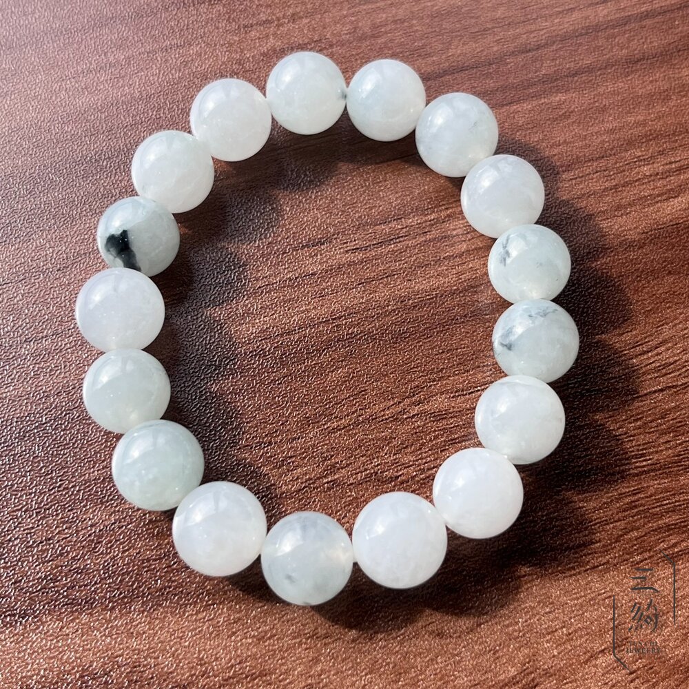  天然緬甸A貨翡翠。冰潤 飄藍花 意境 國風 手串 11mm
