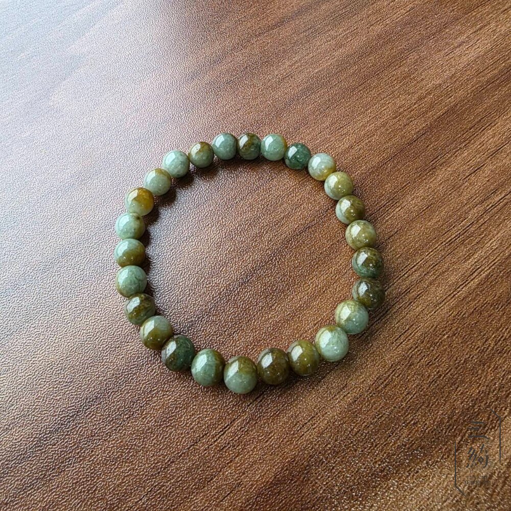 天然緬甸A貨翡翠。黃加綠 秋香 濃色  手串 7mm 封面照片