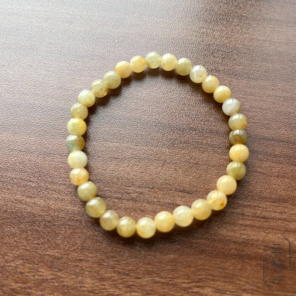 天然緬甸A貨翡翠。冰感黃翡 飄花 手串 6mm 封面照片