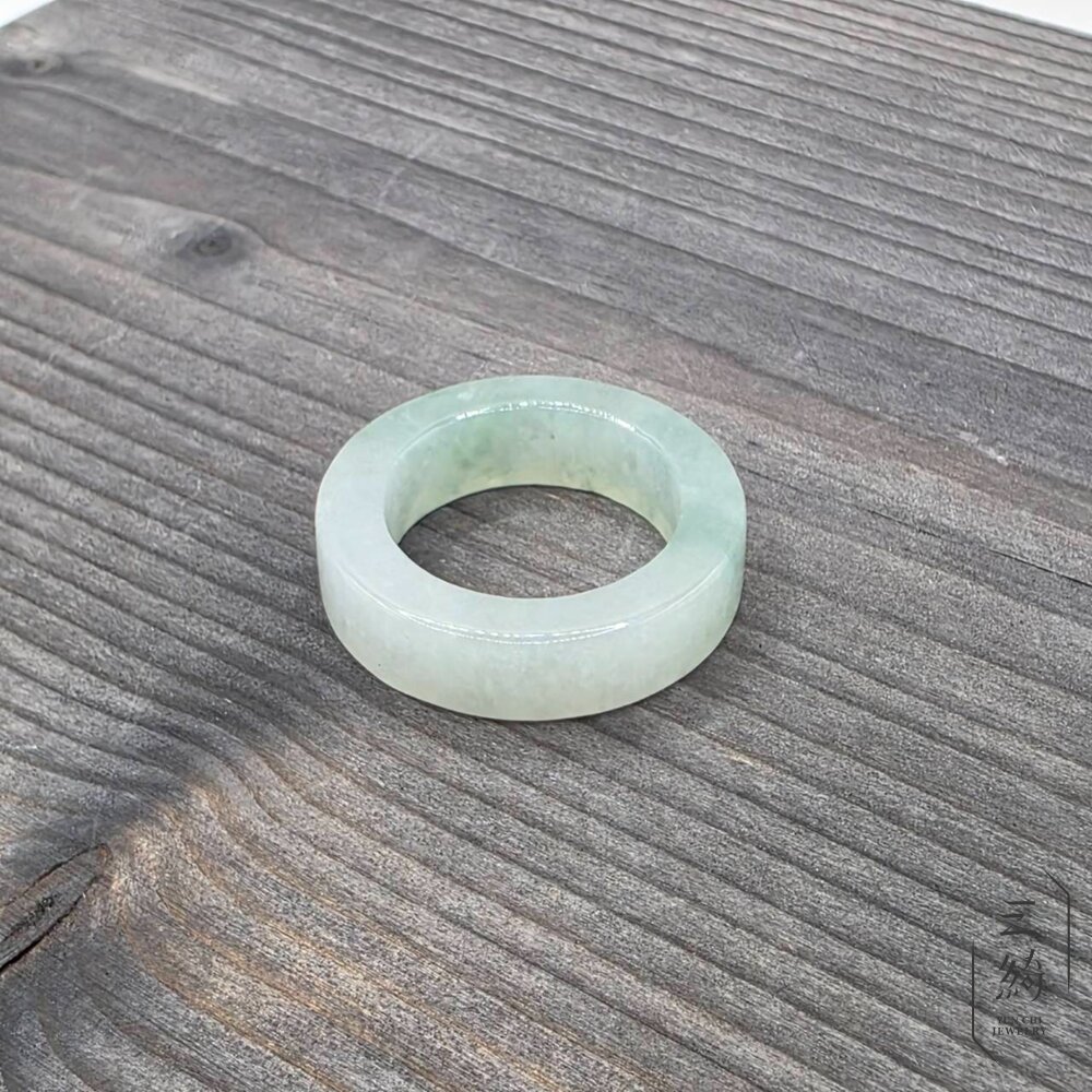 天然緬甸A貨翡翠。冰種 秋香 綠飄花 方戒 戒圈 戒指 15圍-圖片-3