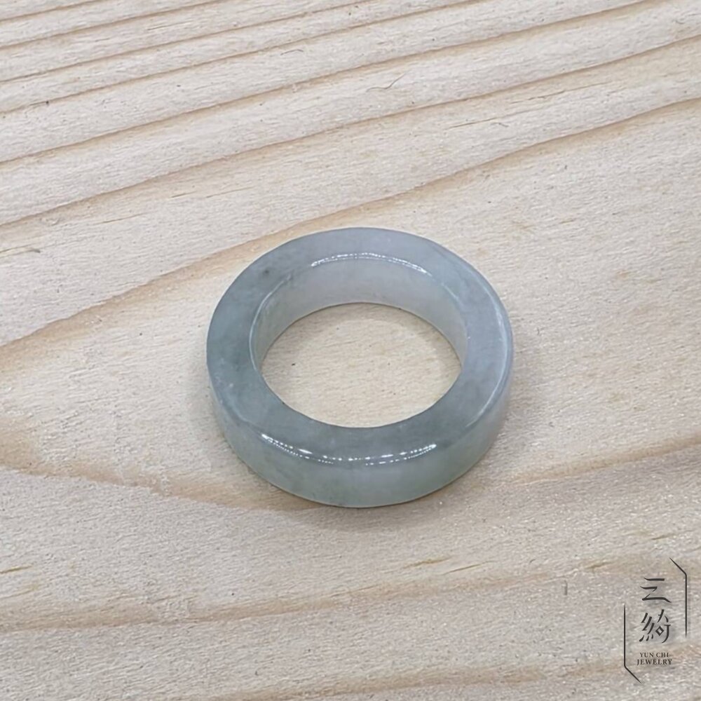 天然緬甸A貨翡翠。冰種 秋香 綠飄花 方戒 戒圈 戒指 15圍-圖片-4