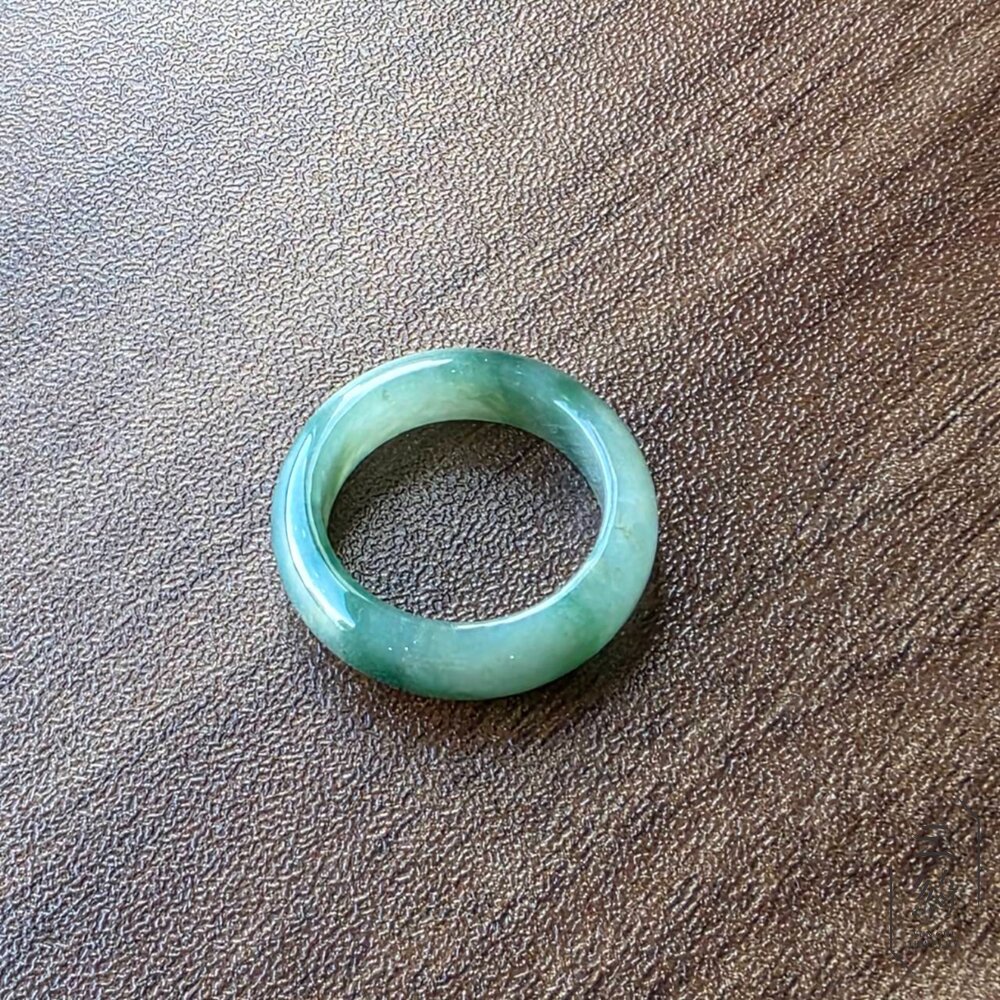 天然緬甸A貨翡翠。冰種 濃色 綠飄花 戒圈 戒指 16圍-圖片-4