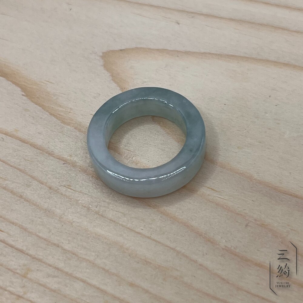 天然緬甸A貨翡翠。冰種 綠飄花 方戒 戒圈 戒指 15圍-圖片-3
