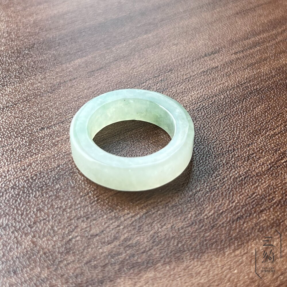 天然緬甸A貨翡翠。冰種 綠飄花 方戒 戒圈 戒指 15圍-圖片-4