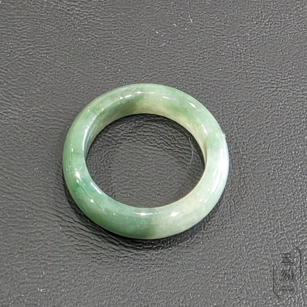 天然緬甸A貨翡翠。冰種 綠飄花 戒圈 戒指 16圍-圖片-3