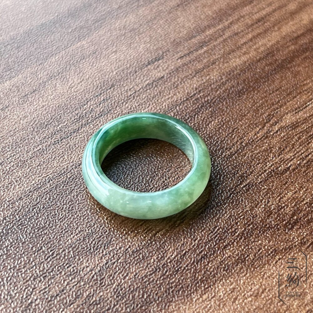 天然緬甸A貨翡翠。冰種 綠飄花 戒圈 戒指 16圍-圖片-6