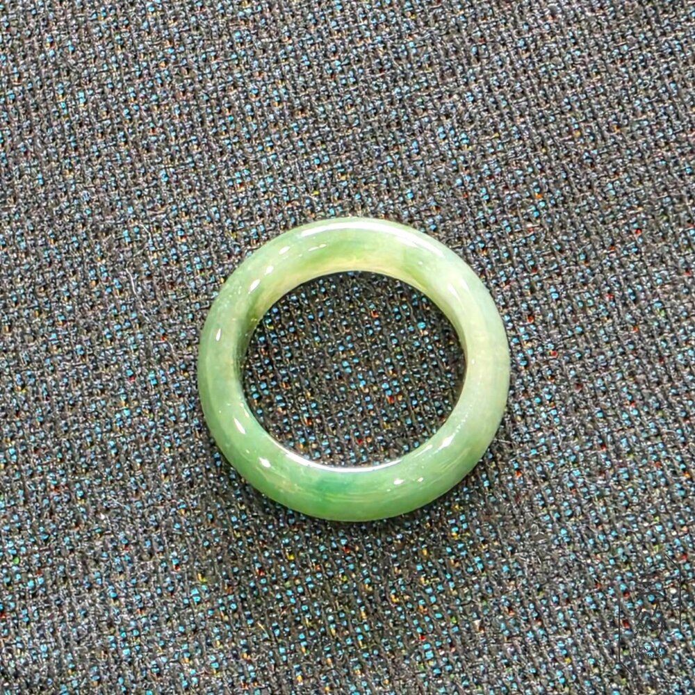 天然緬甸A貨翡翠。冰種 綠飄花 戒圈 戒指 16圍-圖片-9