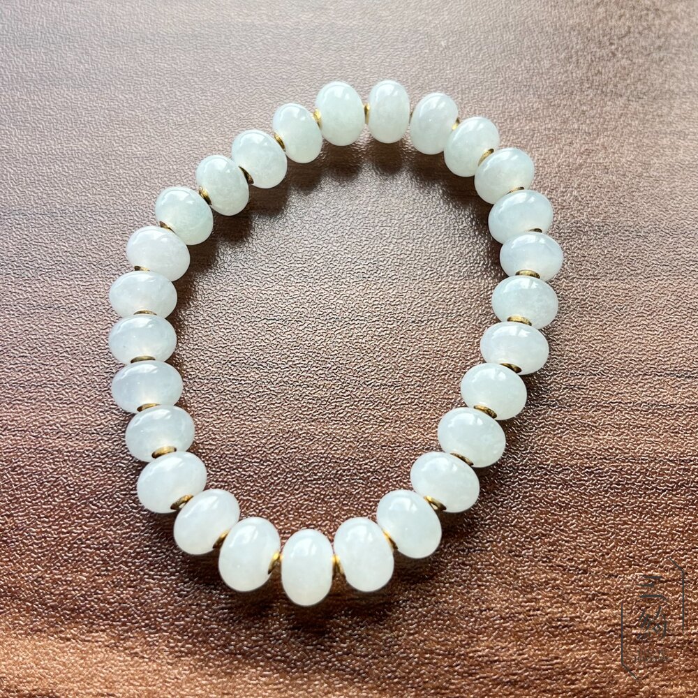 翡翠。獨家手作系列 冰種 白月光 18k金隔片 質感設款 手串 8mm 封面照片