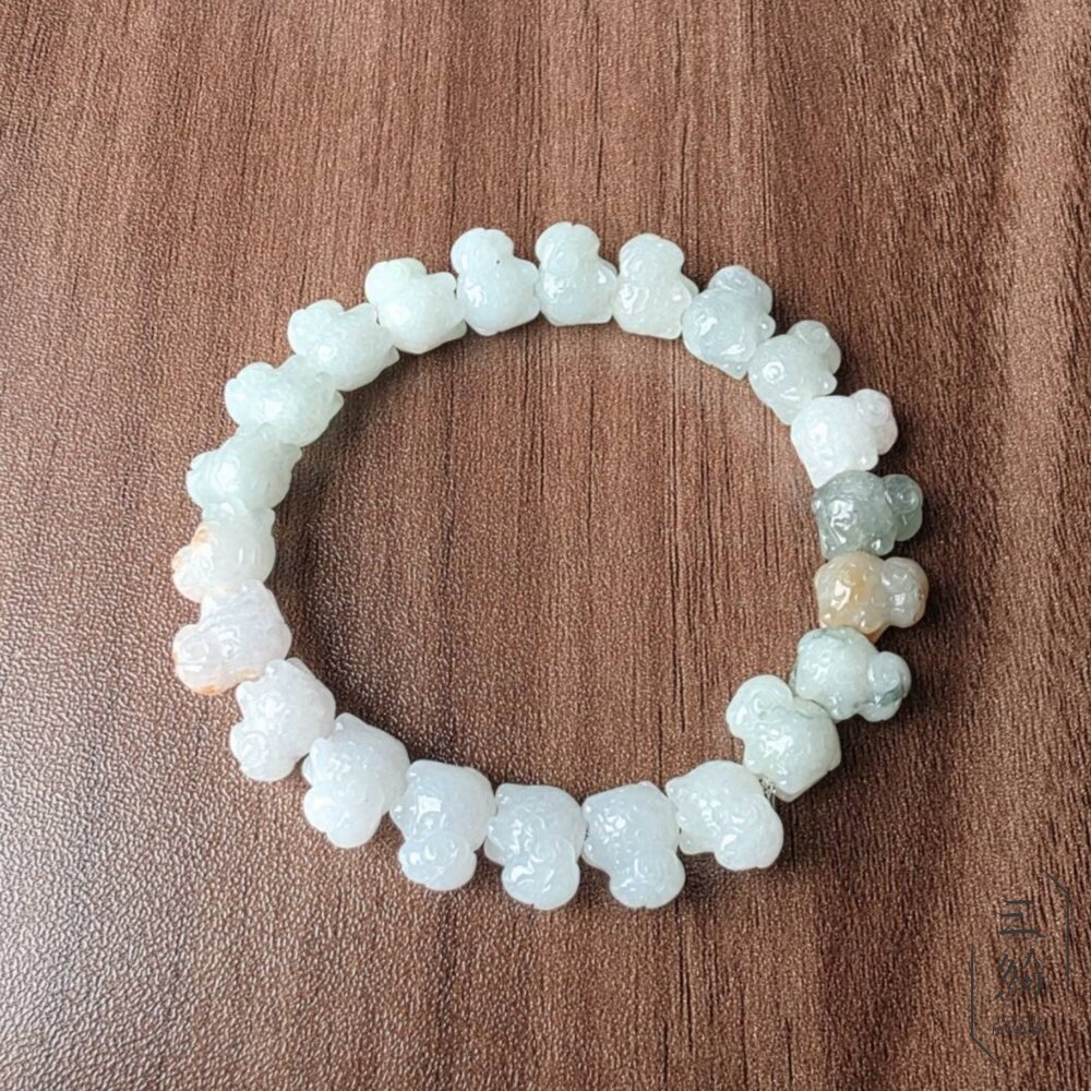 天然緬甸A貨翡翠。稀有品 冰種 多寶 紅翡 手工雕刻 綿羊 手串 10mm-圖片-6