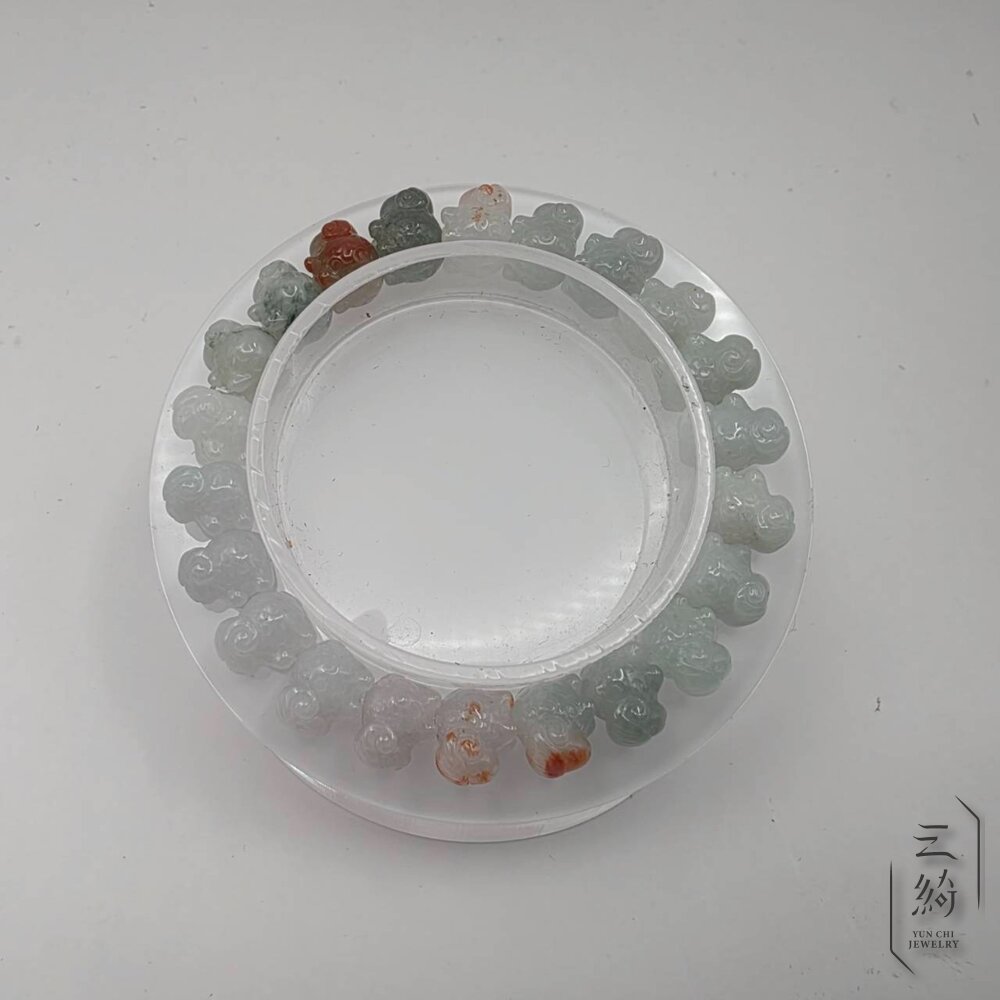 天然緬甸A貨翡翠。稀有品 冰種 多寶 紅翡 手工雕刻 綿羊 手串 10mm-圖片-8