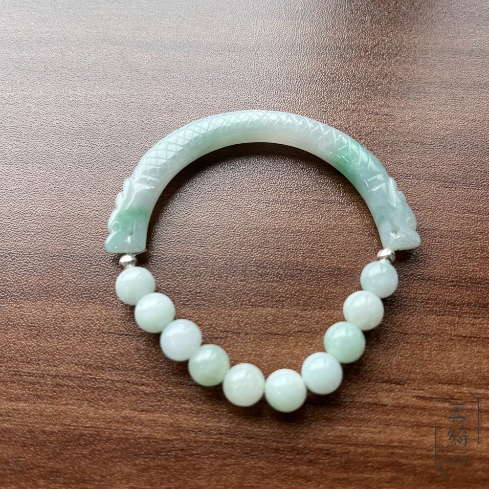 翡翠。獨家手作系列 冰種陽綠飄花 圓骨 半鐲 設計款 手串 封面照片