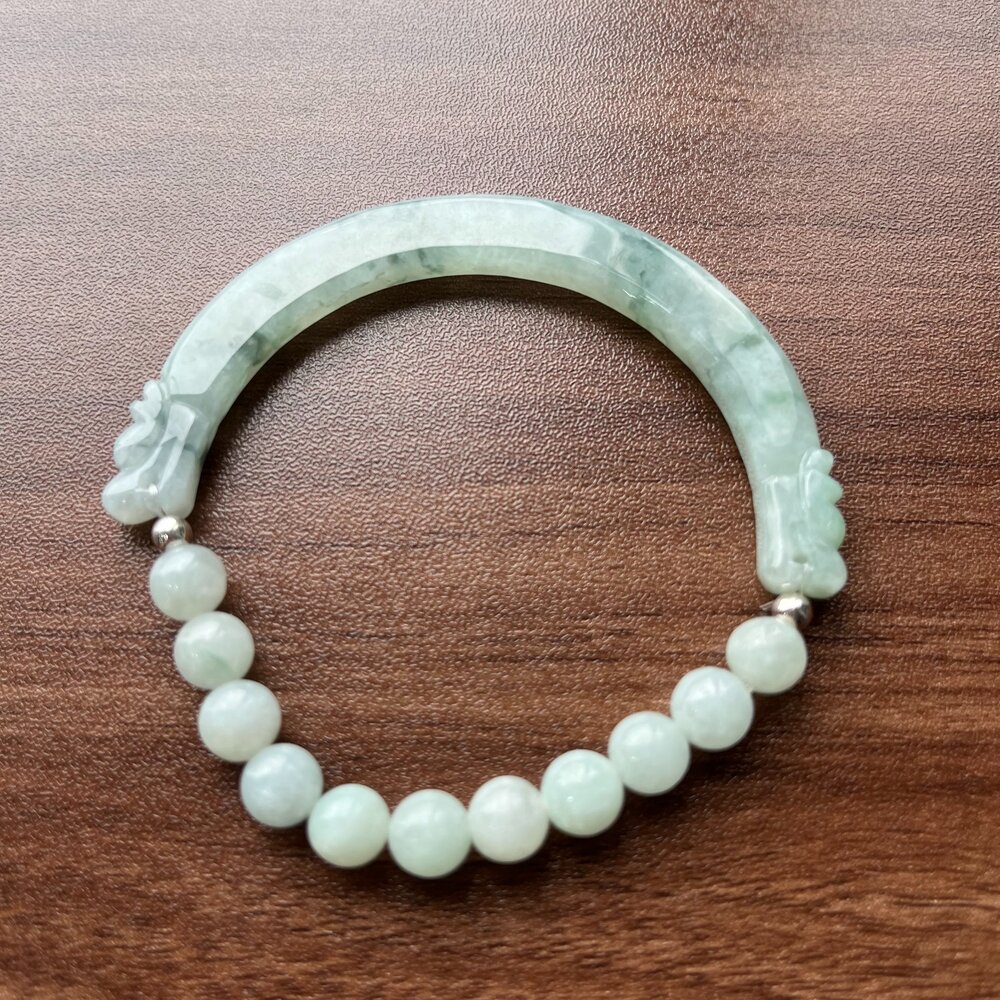 G25579-翡翠。獨家手作系列 冰種飄藍花 方鐲 半鐲 設計款 手串