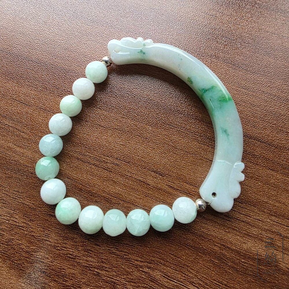 翡翠。獨家手作系列 冰種飄陽綠 厚板 半鐲 設計款 手串 封面照片