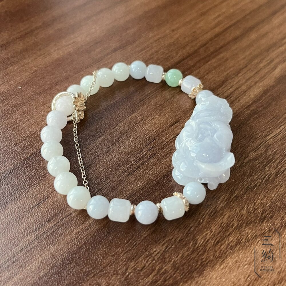 翡翠。獨家設計系列。紫羅蘭 心花開 銀飾跑環 立體手排 手串 5mm 封面照片