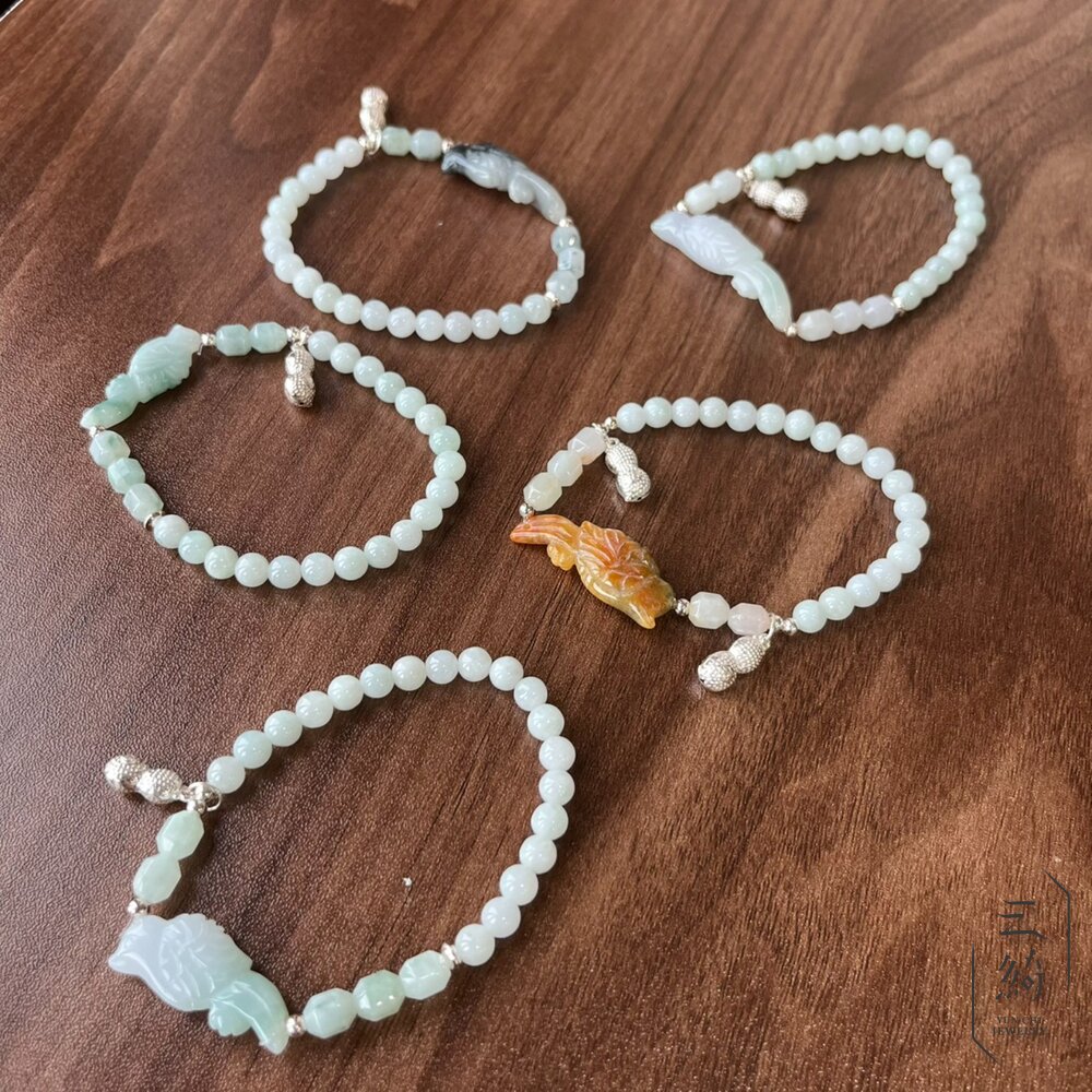 翡翠。獨家手作系列  喜鵲報喜鳥 好事花生 銀飾設計手串 5mm 封面照片
