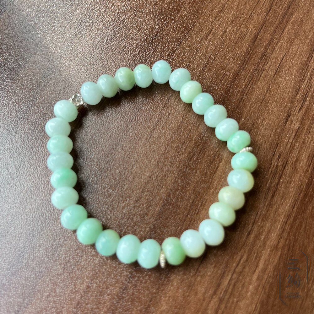 天然緬甸A貨翡翠。獨家手作系列  冰種 陽綠 飄花 黃加綠 富貴 手串 7mm+ 封面照片