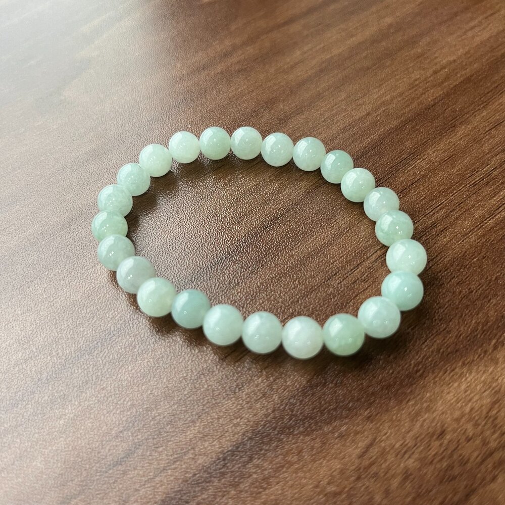 G28816-天然緬甸A貨翡翠。冰感細膩 芙蓉 滿綠 手串 7mm