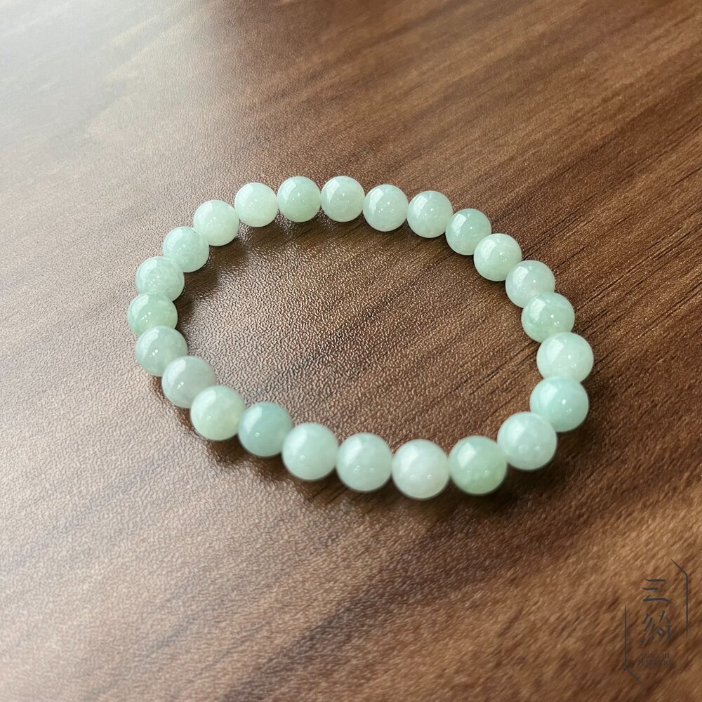 天然緬甸A貨翡翠。冰感細膩 芙蓉 滿綠 手串 7mm 封面照片