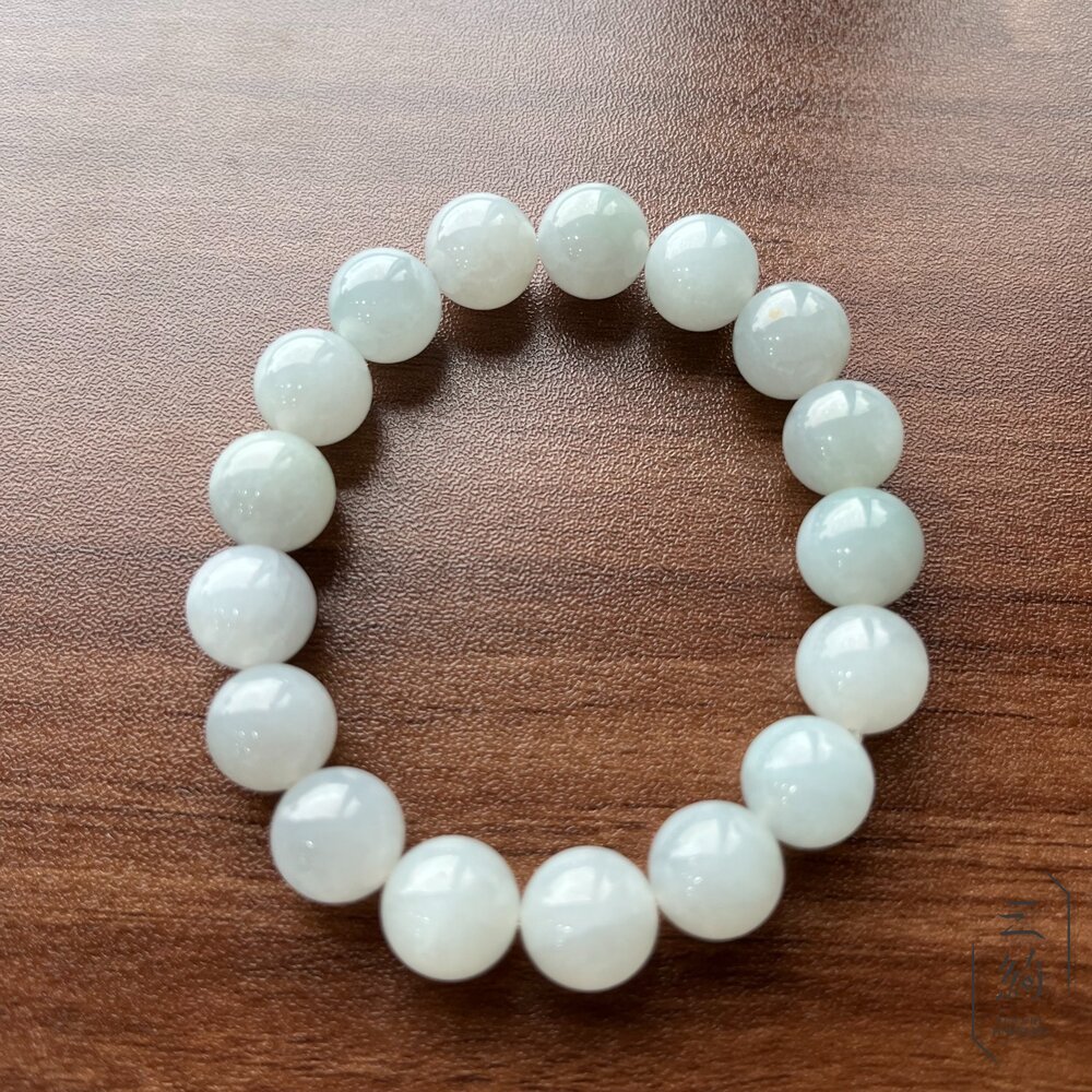 天然緬甸A貨翡翠。冰種 淡藍 荔枝凍 老種 藍花冰 手串 11mm+ 封面照片