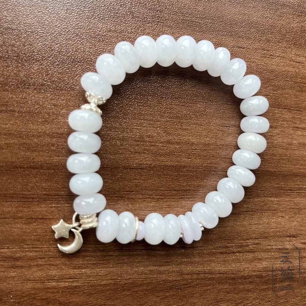 天然緬甸A貨翡翠。獨家手作系列 冰種 濃紫 紫羅蘭 盤珠 星月 銀飾手作 手串 9mm+ 封面照片
