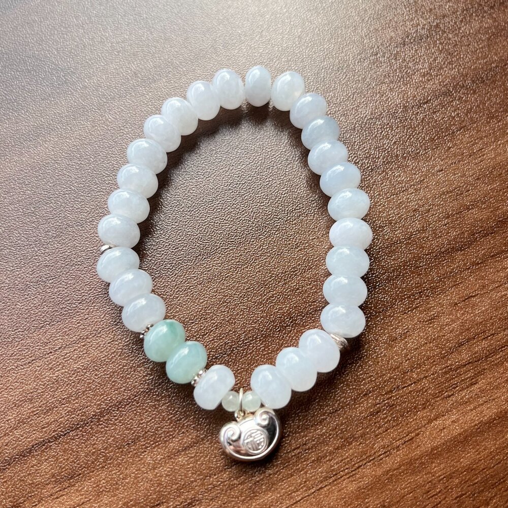 G96394-翡翠。獨家手作系列 冰種 淡紫 福氣 盤珠 設計 手串 8mm